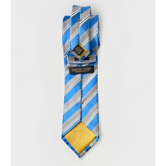 DONALD J. TRUMP Tie Necktie Mens 100% Silk Blue Gray Signature Collection 58” - Picture 1 of 7